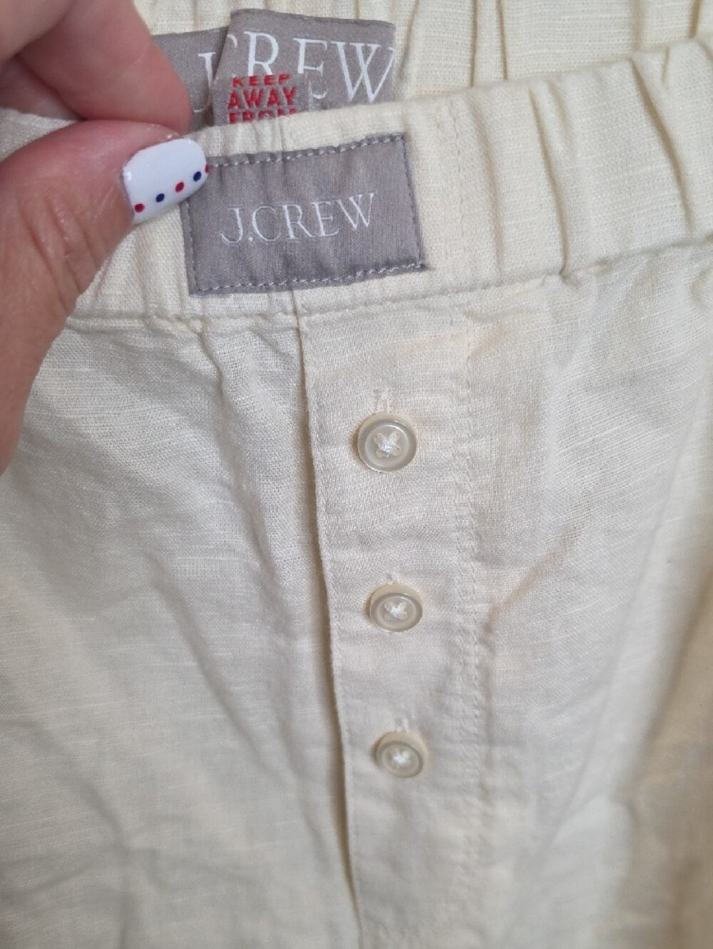 J. Crew Women's Cream Flat Front Linen-Blend Boxer Shorts - Picture 3 of 5